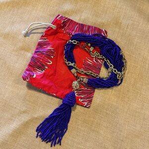 Lilly Pulitzer Blue Beaded Tassel Necklace 42" Gold
Chain With Gift